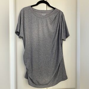 Athleta Ruched Heather Gray Short Sleeve Tee